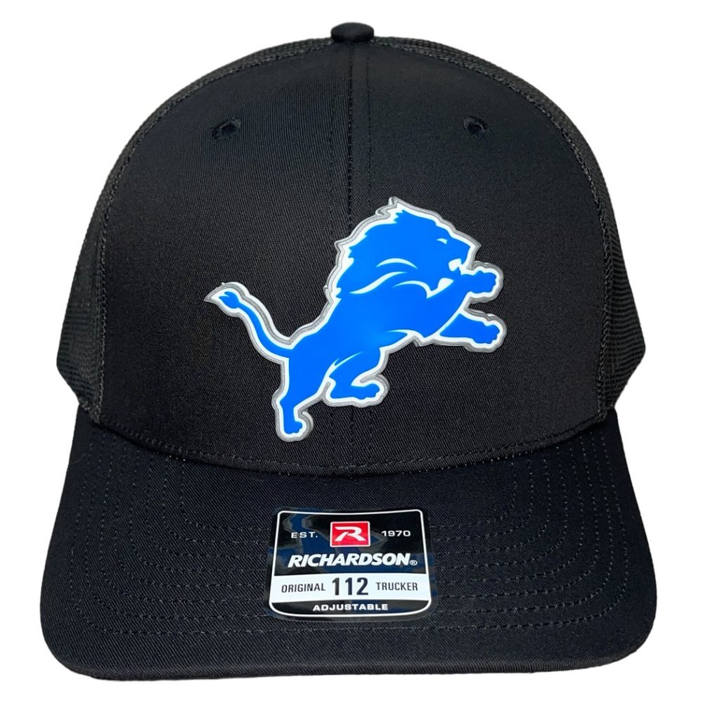 Detroit Lions 3D Patch Snapback Trucker Hat- Black